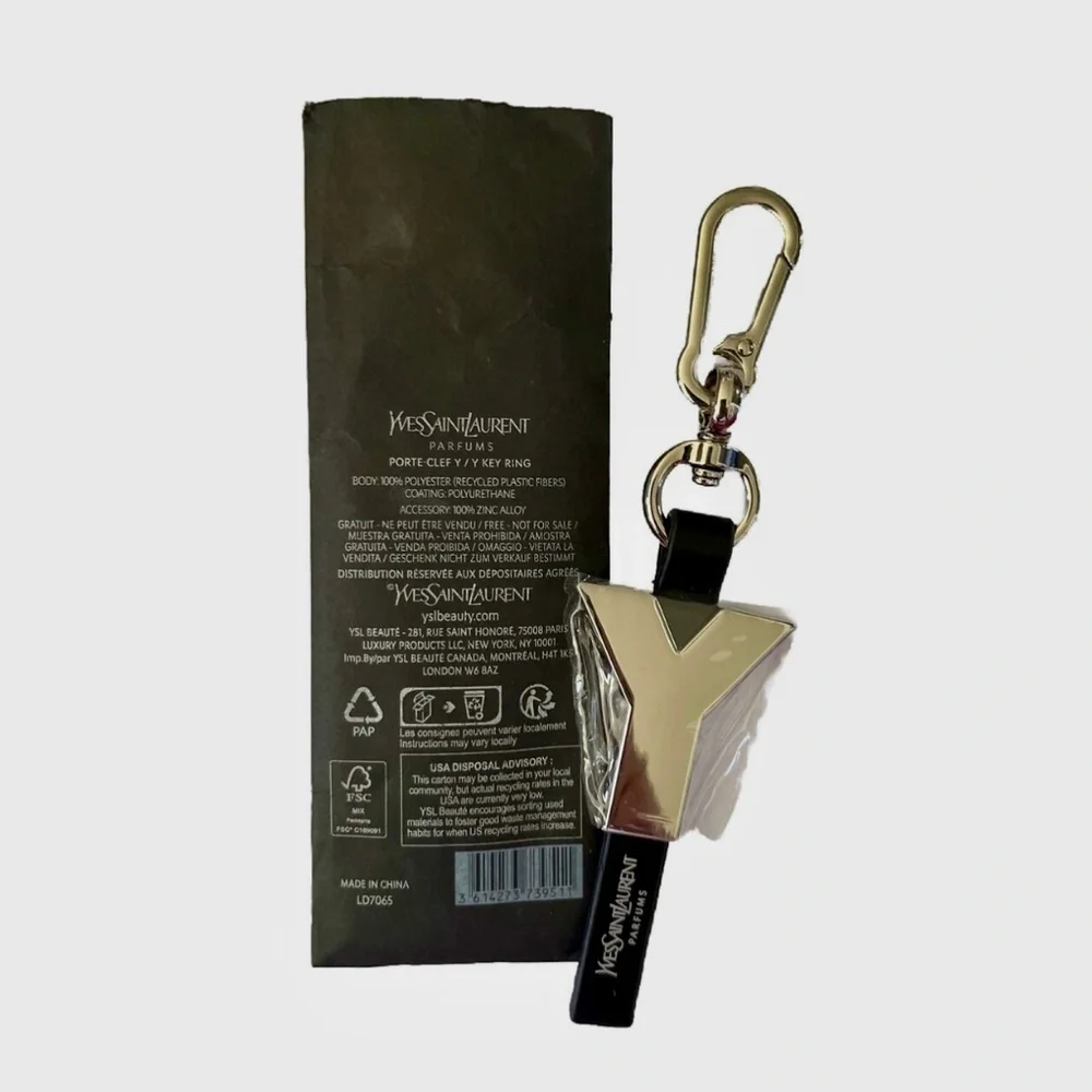 Yves Saint Laurent Y Key Chain YSL Key Ring NEW
